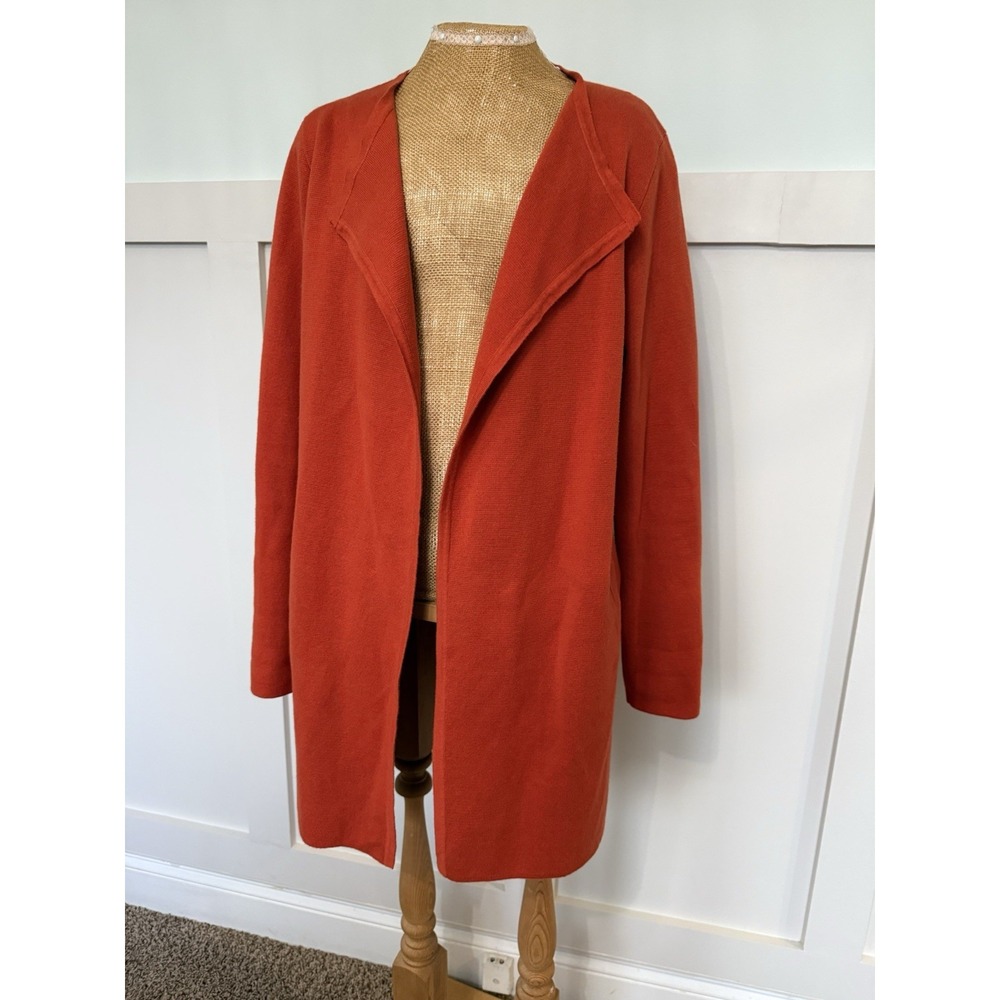 J Crew Factory Vanessa Sweater Jacket Women's MEDIUM Orange Cotton Pockets